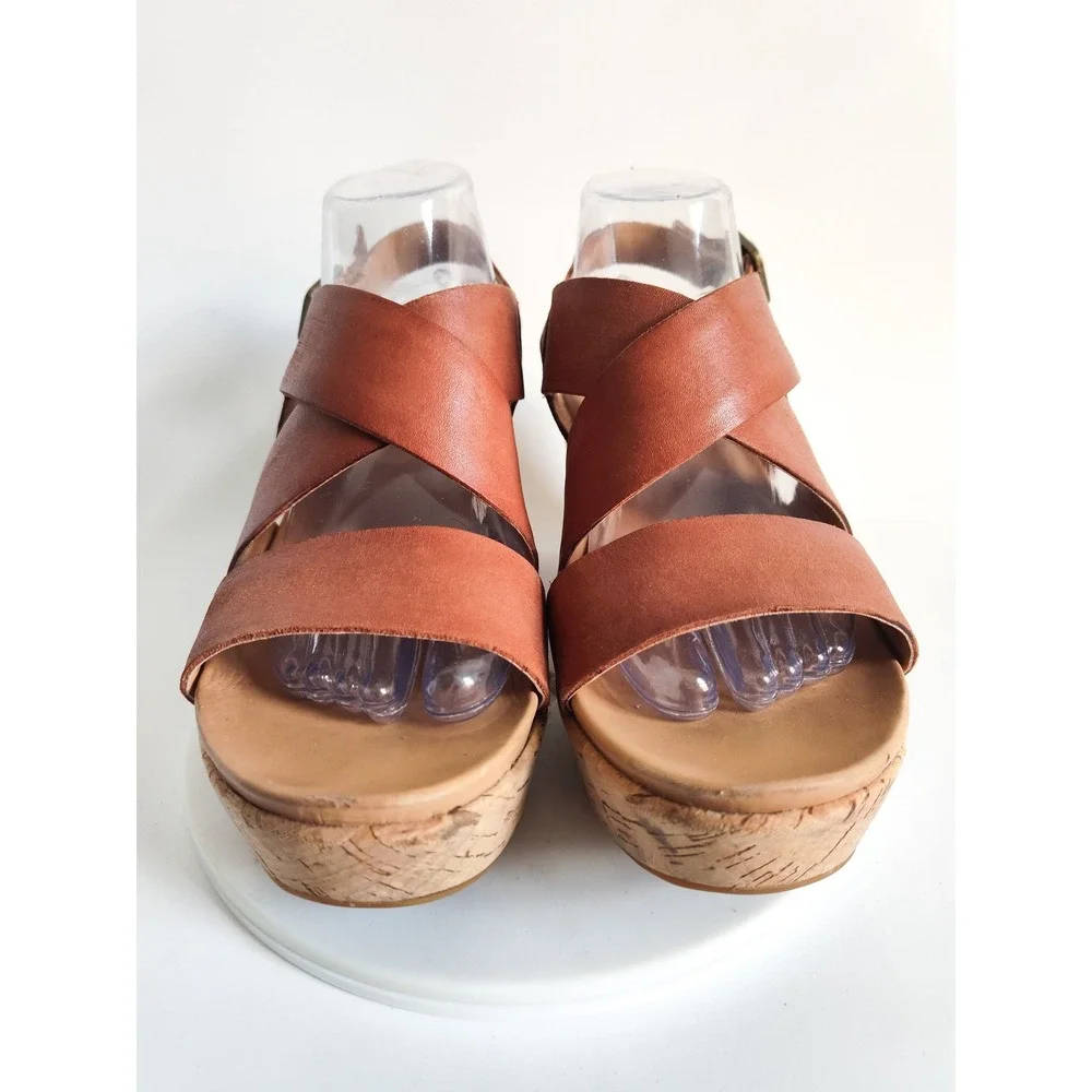 Kork-Ease‎ Wedge Sandals 10 Strappy Leather Cork Platform Ashcroft Boho Summer